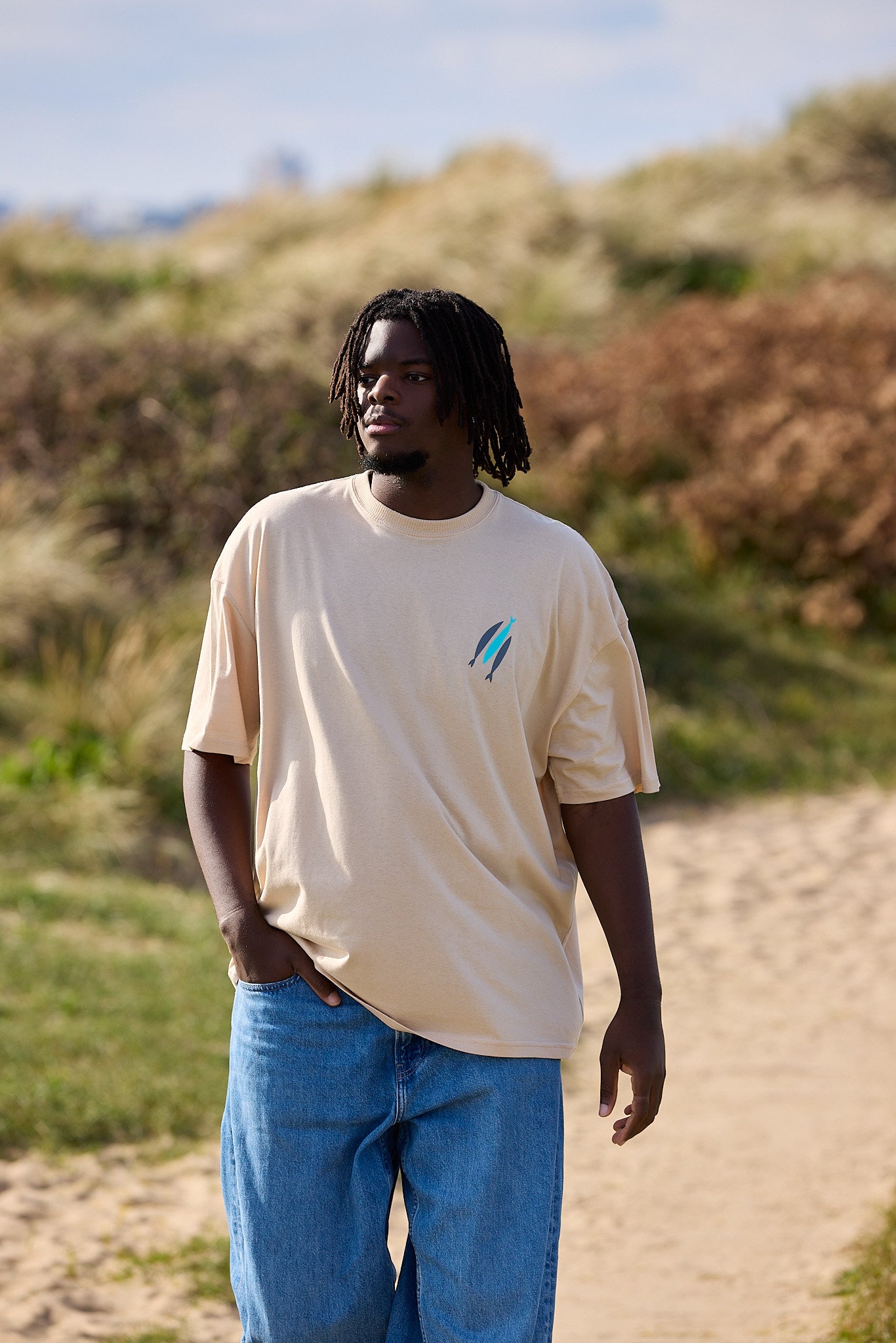 3 Fish Oversized T-Shirt - Sand