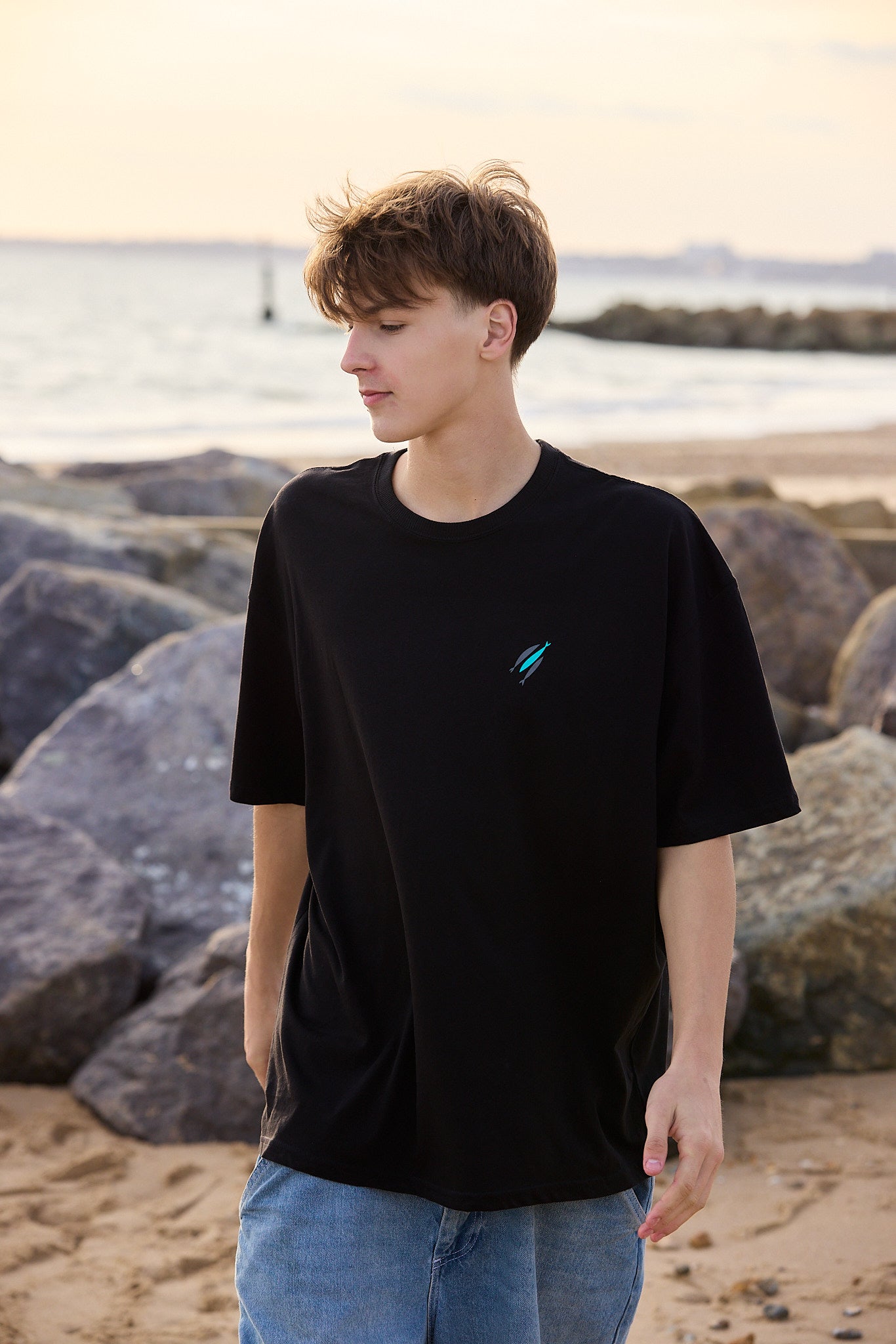 3 Fish Oversized T-Shirt - Black
