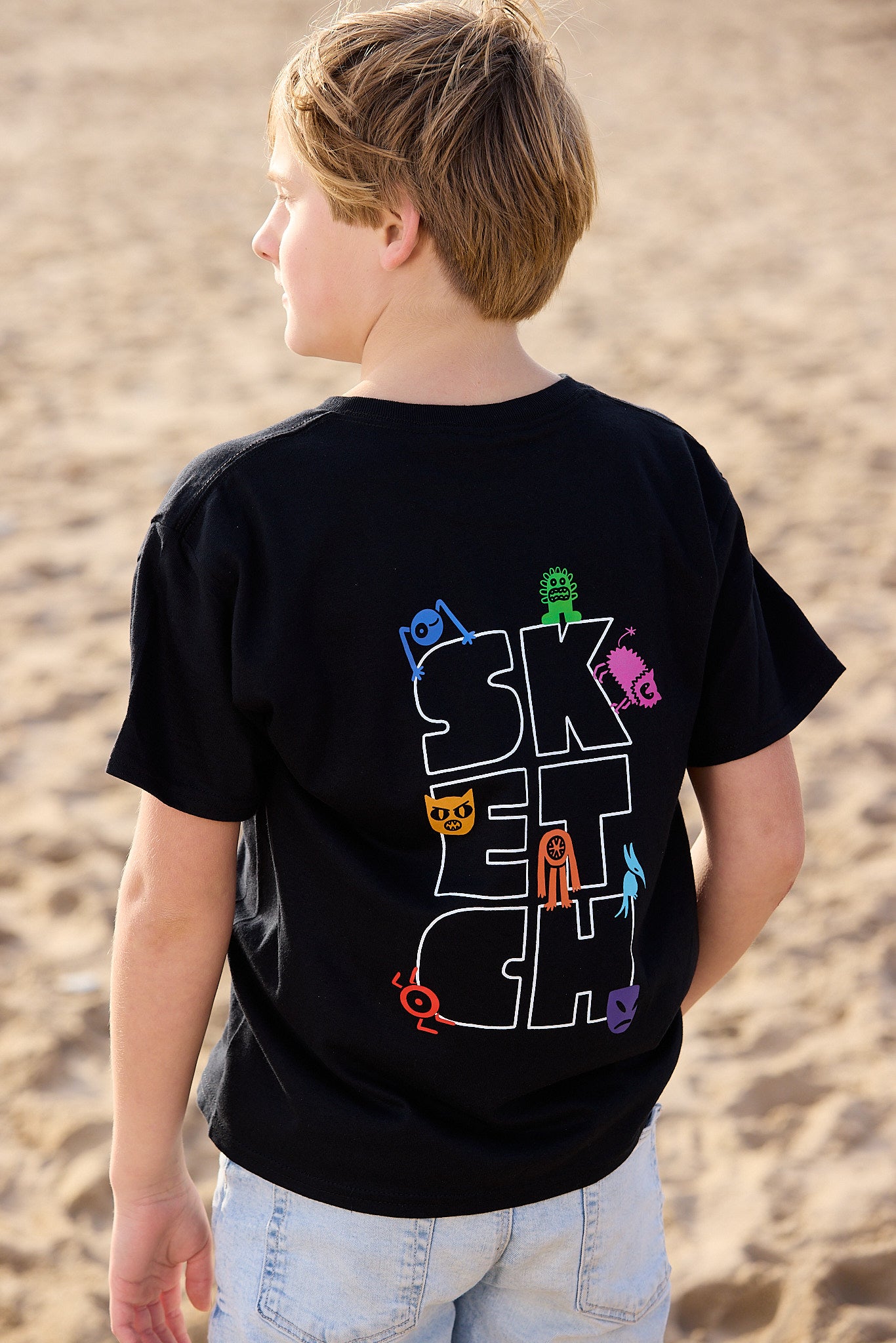 Kids sketch t-shirt with monster mash-up design