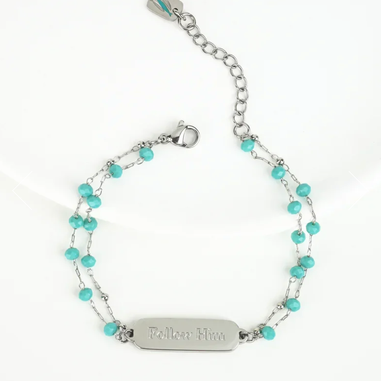 The Chosen Bracelet Follow him teal silver